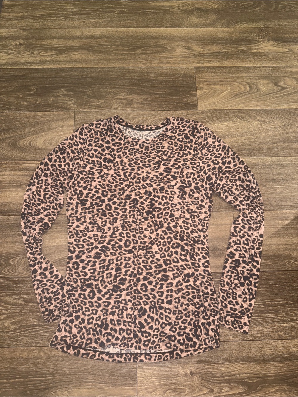 Cuddl Duds Long Sleeve CreamLeopard Print Top